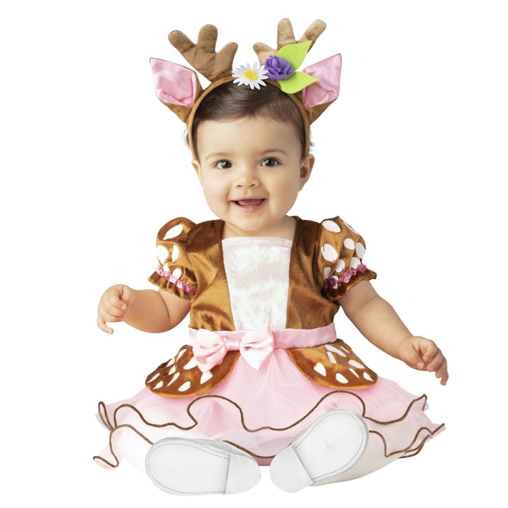Deer Tutu Costume NEW Infant Baby Girl Toddler Velvet Dress Headband Halloween